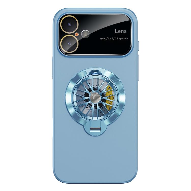 For iPhone 17 Glaze PC Camera Window Gyro Kickstand Magnetic Phone Case(Blue)