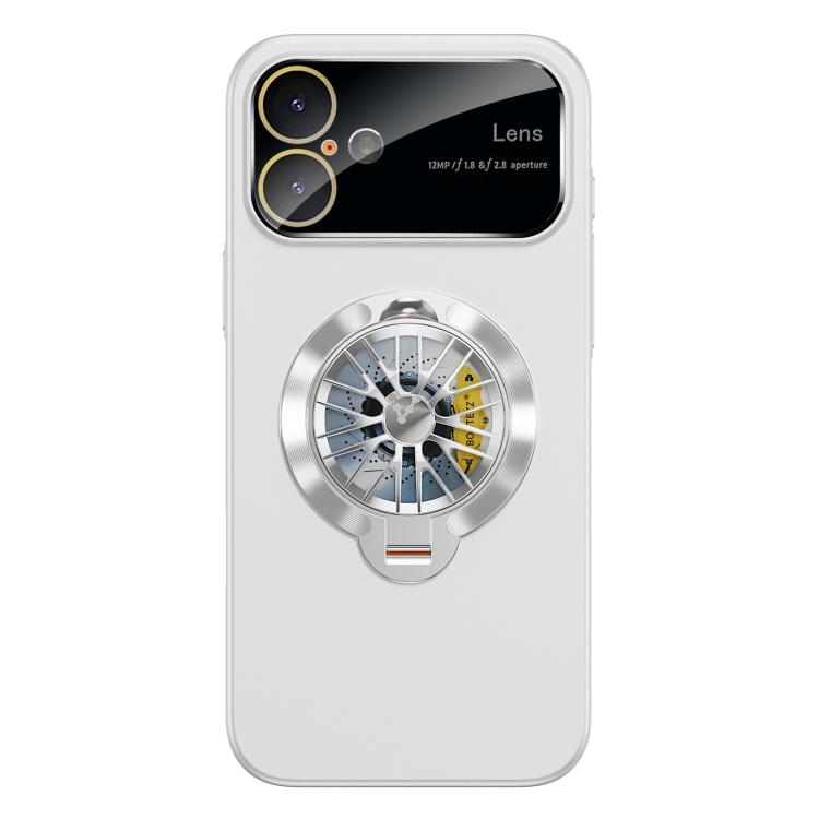 For iPhone 17 Glaze PC Camera Window Gyro Kickstand Magnetic Phone Case(White)