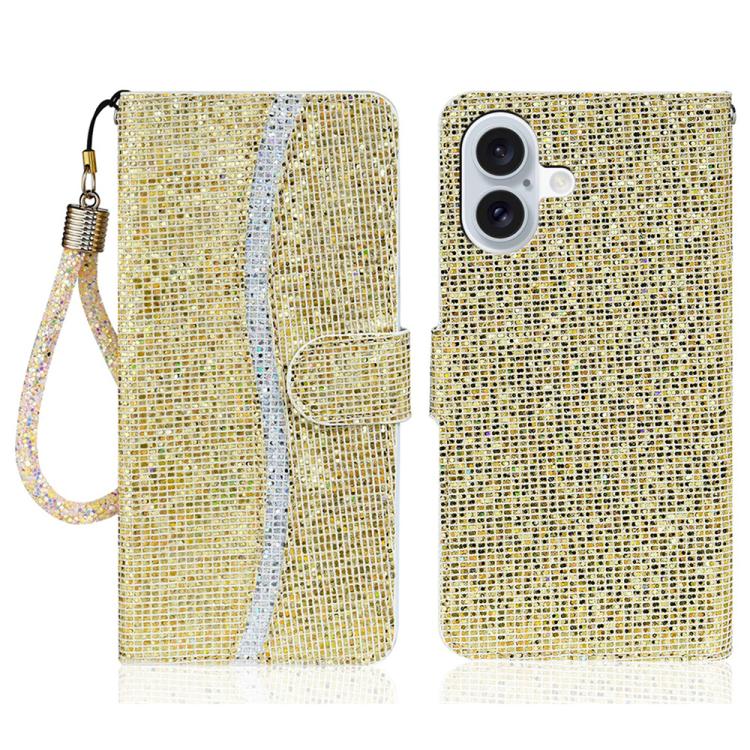 For iPhone 17 Glitter Powder Filp Leather Phone Case(Gold)