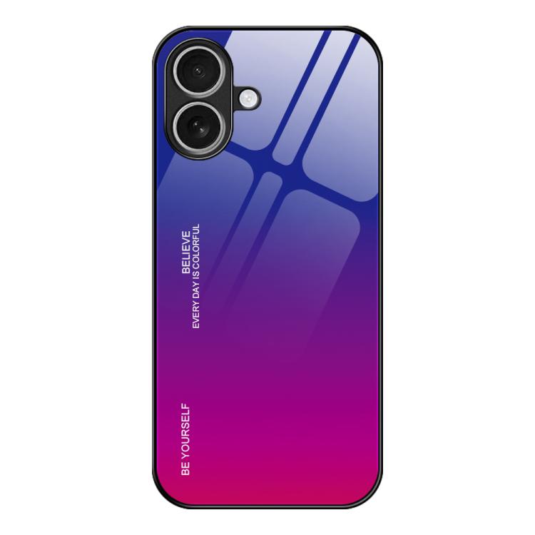 For iPhone 17 Gradient Color Glass Phone Case(Purple Red)