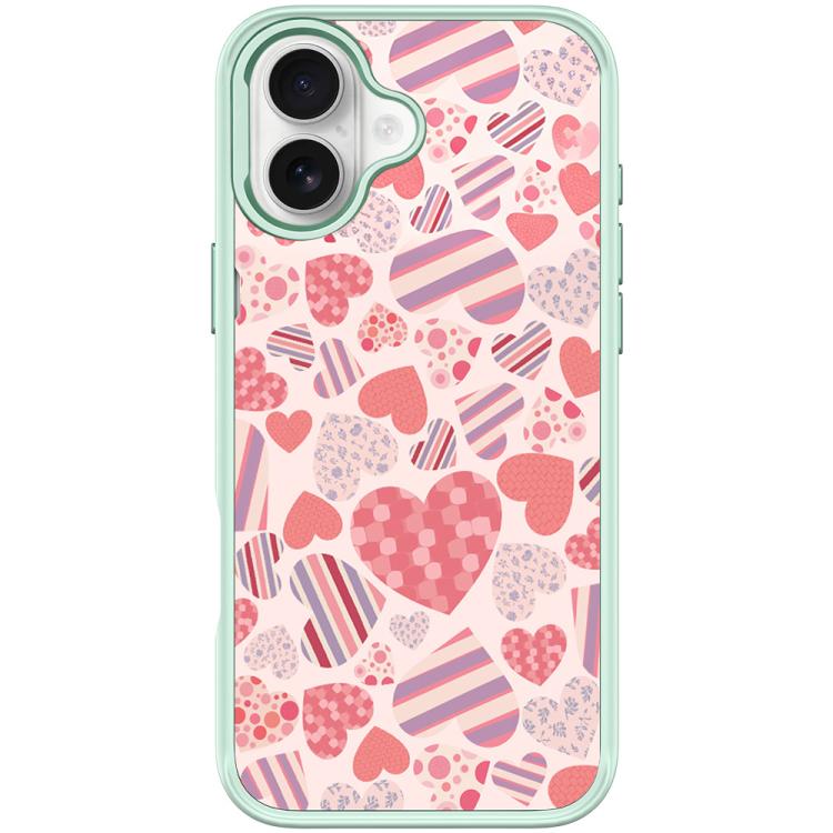 For iPhone 17 Heart Collection Pattern Magnetic Phone Case(Light Green)