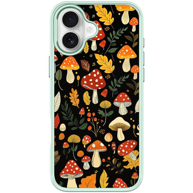 For iPhone 17 Jungle Mushrooms Pattern Magnetic Phone Case(Light Green)