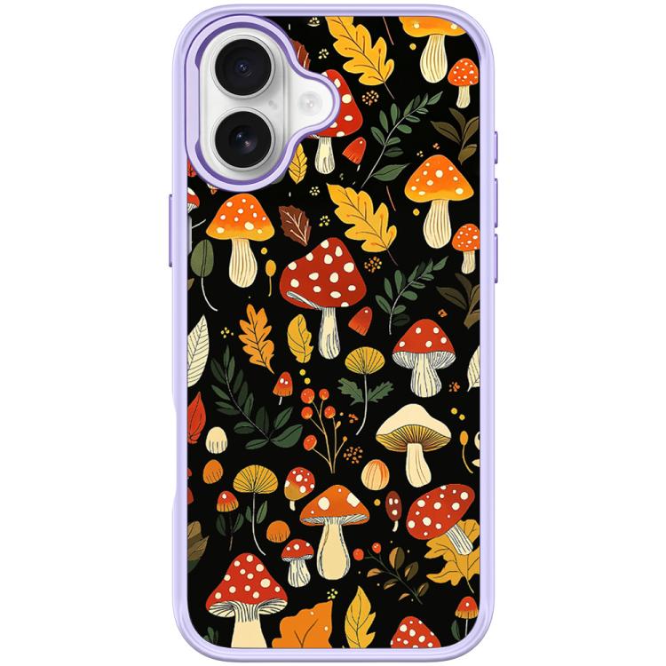 For iPhone 17 Jungle Mushrooms Pattern Magnetic Phone Case(Light Purple)