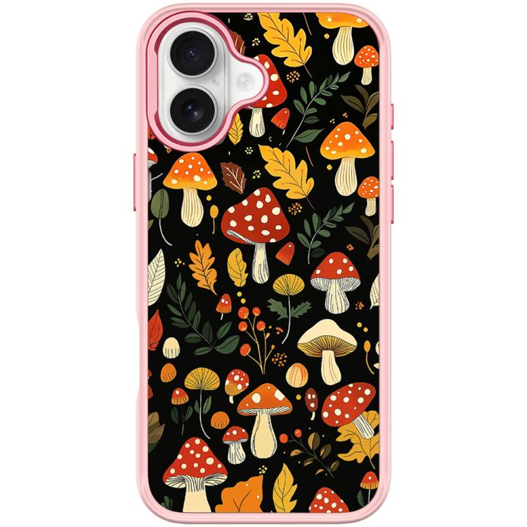 For iPhone 17 Jungle Mushrooms Pattern Magnetic Phone Case(Pink)