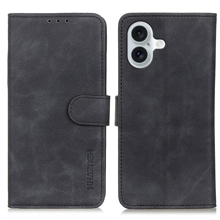 For iPhone 17 KHAZNEH Retro Texture Leather Phone Case(Black)