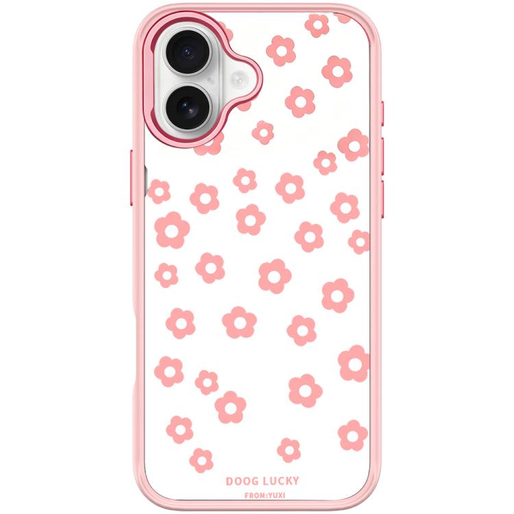 For iPhone 17 Laser Flower Pattern Magnetic Phone Case(Pink)