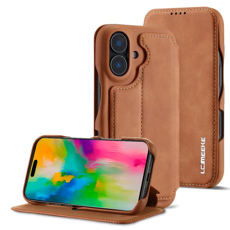 For iPhone 17 LC.IMEEKE Hon Ancient Series Flip Leather Phone Case(Brown)