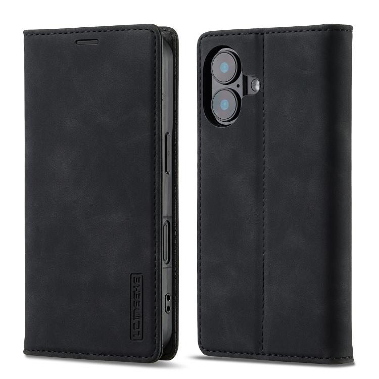 For iPhone 17 LC.IMEEKE Strong Magnetism Microfiber Leather Phone Case(Black)