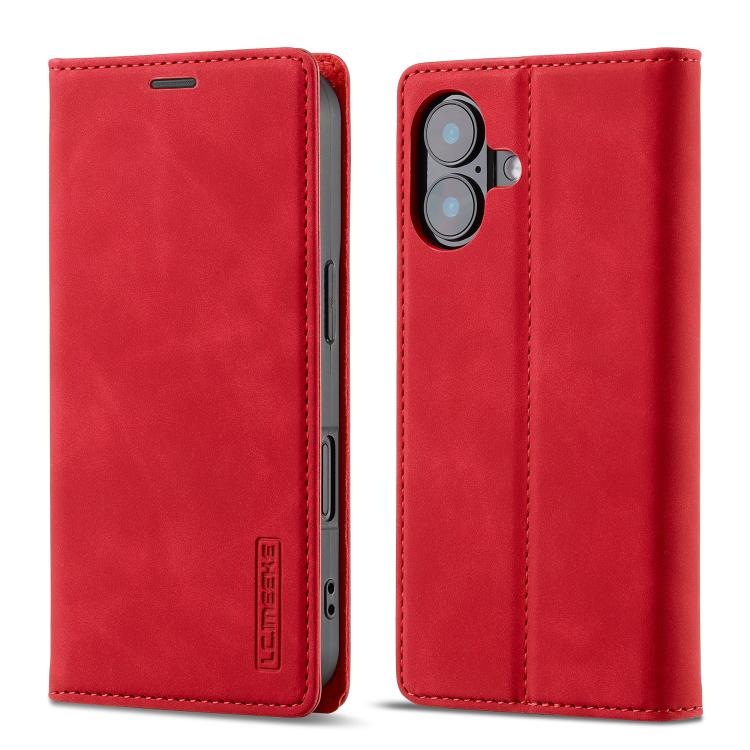 For iPhone 17 LC.IMEEKE Strong Magnetism Microfiber Leather Phone Case(Red)