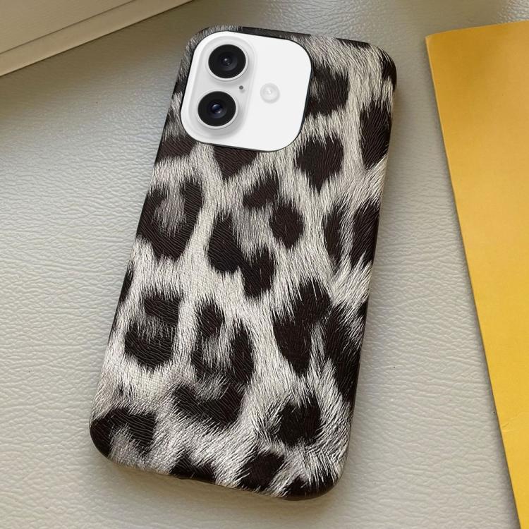For iPhone 17 Leopard Print Leather-Textured PU Phone Case(Silver)