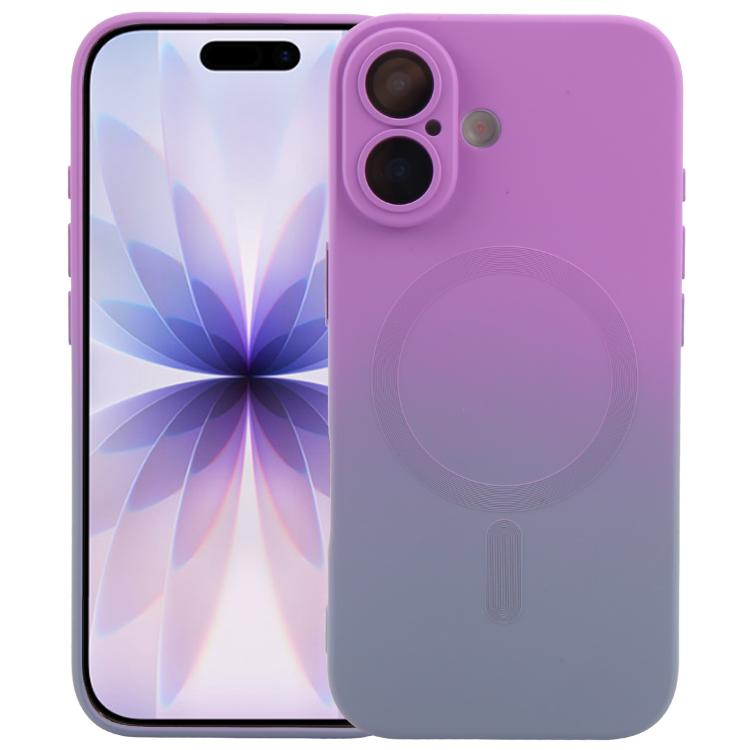For iPhone 17 Liquid TPU Silicone Gradient MagSafe Phone Case(Purple)