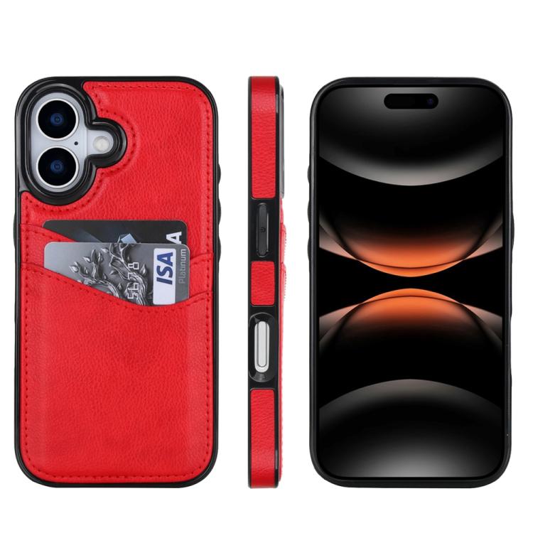 For iPhone 17 Litchi Leather Skin Card Slots Phone Case(Red)