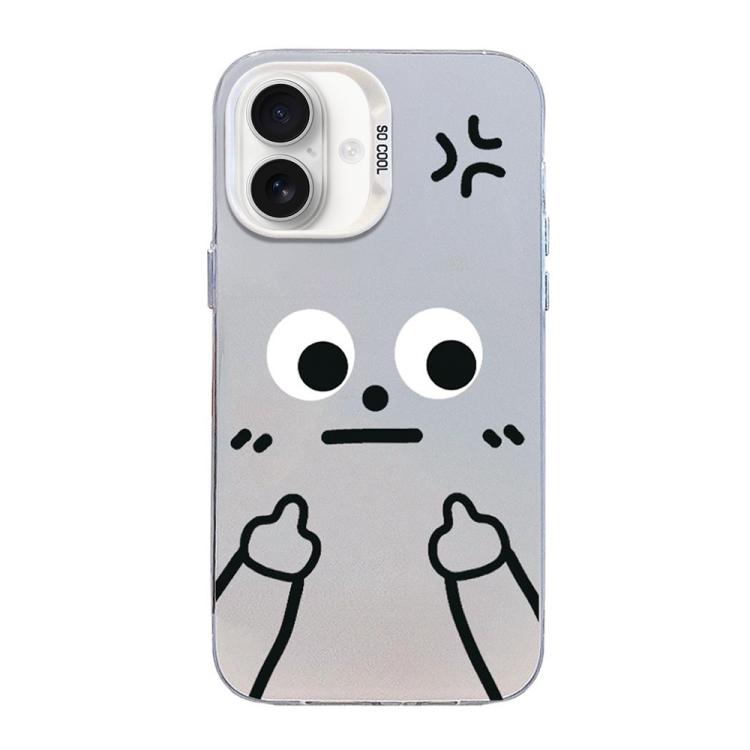 For iPhone 17 Little Man Gestures Colored Silver Frosted PC Hybrid TPU Phone Case(Angry Hands Scorn)