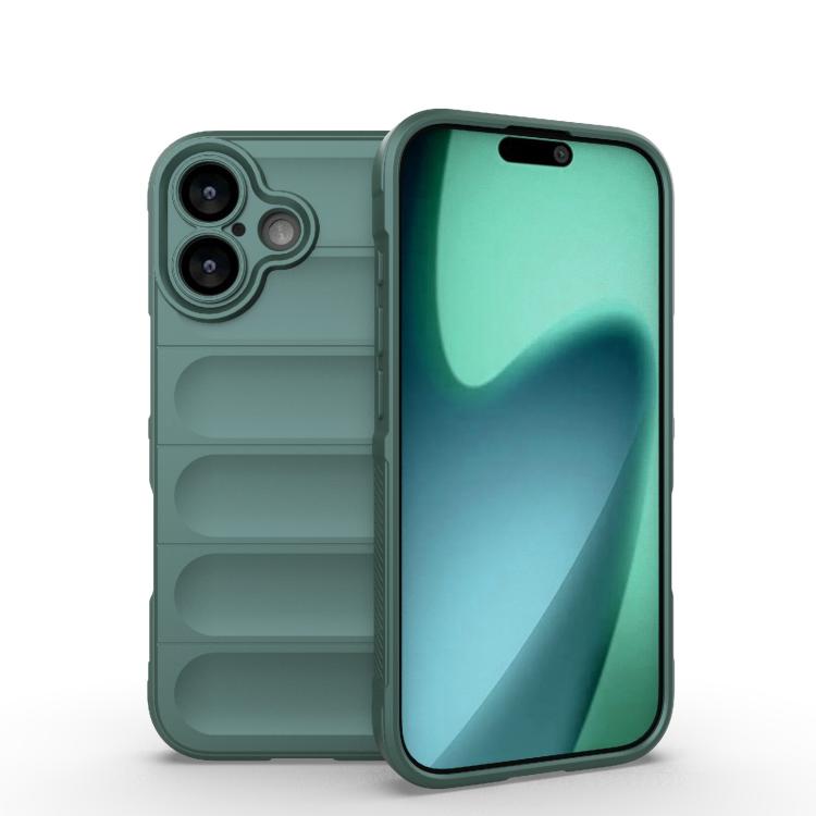 For iPhone 17 Magic Shield TPU + Flannel Phone Case(Dark Green)