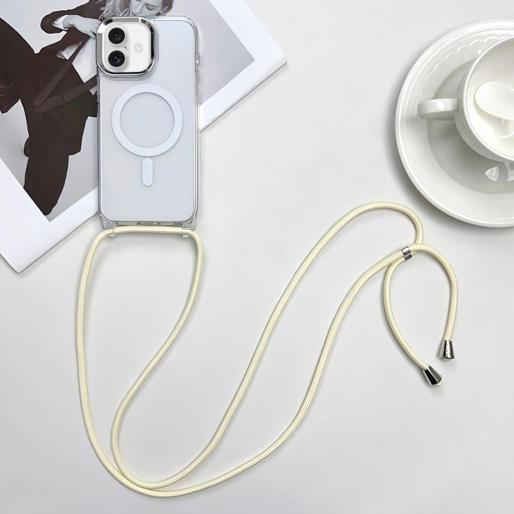 For iPhone 17 MagSafe Magnetic PC + TPU Phone Case with Lanyard(Creamy White)
