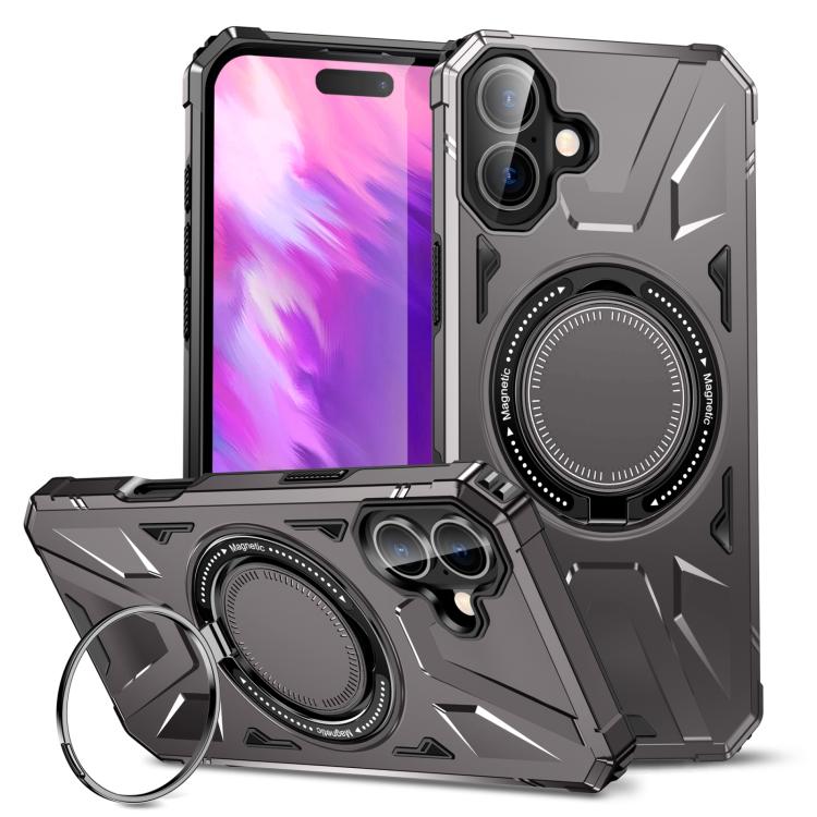 For iPhone 17 MagSafe Magnetic Shockproof Phone Case with Ring Holder(Dark Grey)