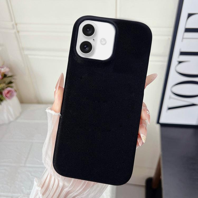 For iPhone 17 Matte Velvet Finish PC + Vegan Leather Phone Case(Black)