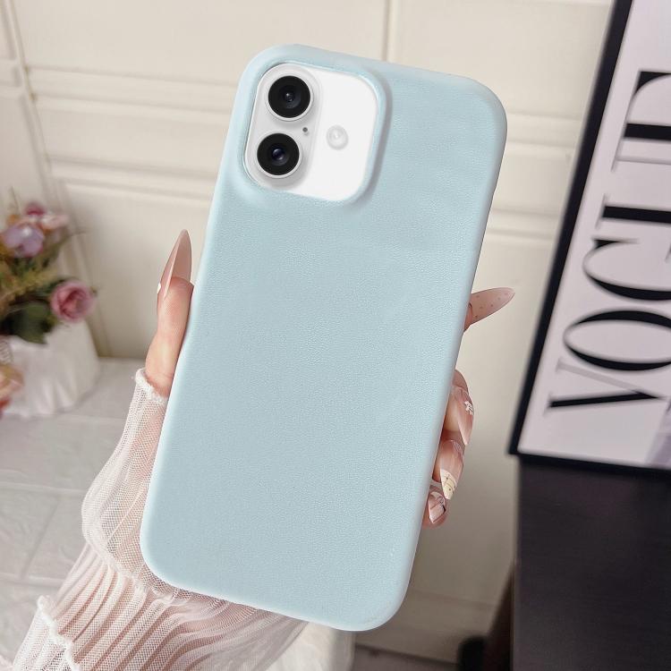 For iPhone 17 Matte Velvet Finish PC + Vegan Leather Phone Case(Blue)
