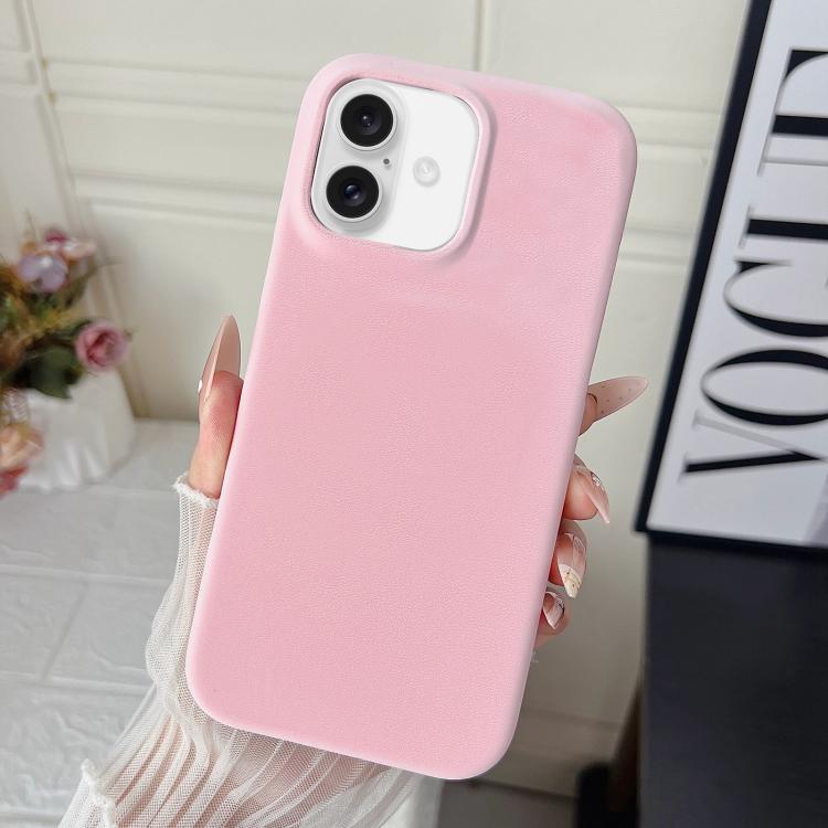 For iPhone 17 Matte Velvet Finish PC + Vegan Leather Phone Case(Pink)