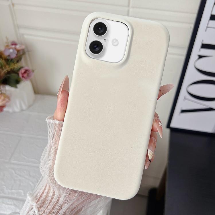 For iPhone 17 Matte Velvet Finish PC + Vegan Leather Phone Case(White)