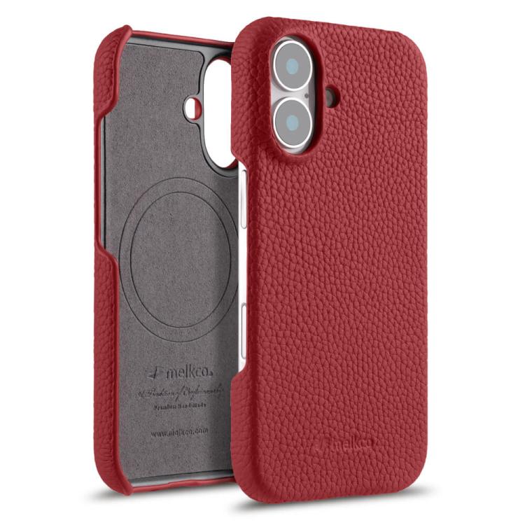 For iPhone 17 melkco Litchi Texture Magnetic Half Coverage Genuine Leather Phone Case(Red)