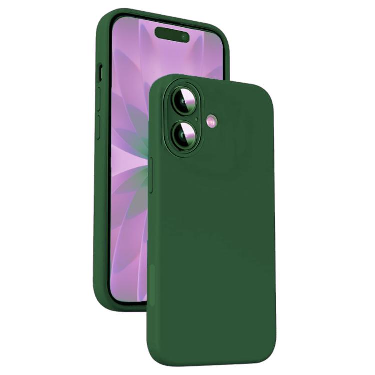 For iPhone 17 Microfiber Liquid Silicone Shockproof Phone Case(Dark Green)