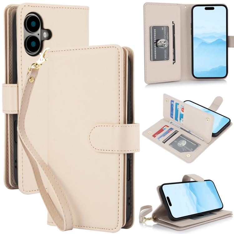 For iPhone 17 Multi-Card Wallet RFID Leather Phone Case(Apricot)