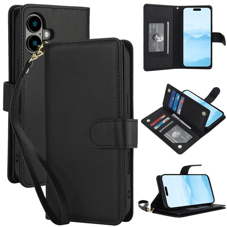 For iPhone 17 Multi-Card Wallet RFID Leather Phone Case(Black)
