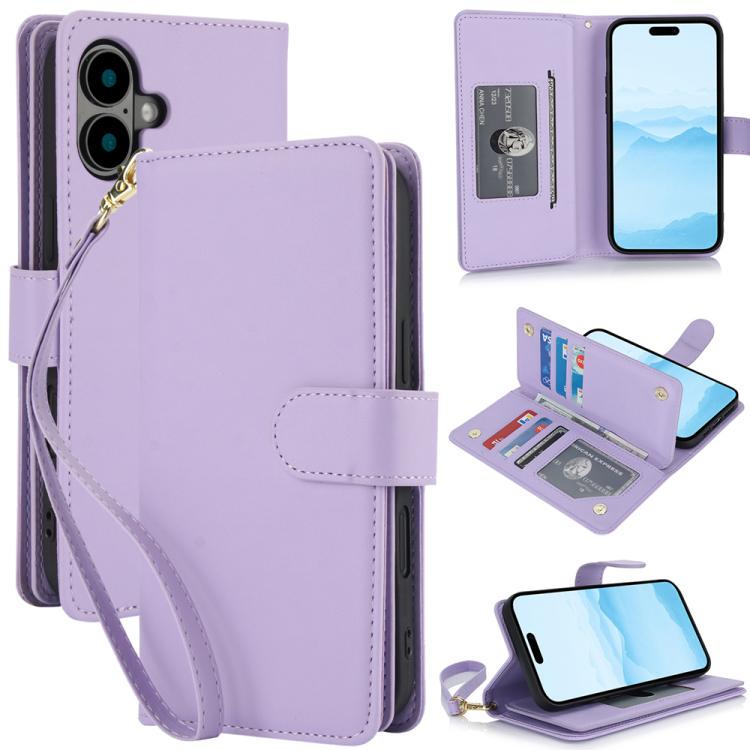 For iPhone 17 Multi-Card Wallet RFID Leather Phone Case(Light Purple)
