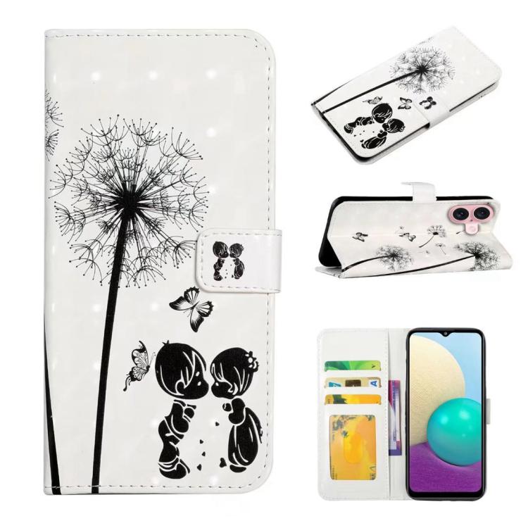 For iPhone 17 Oil Embossed 3D Drawing Leather Phone Case(Couple Dandelion)