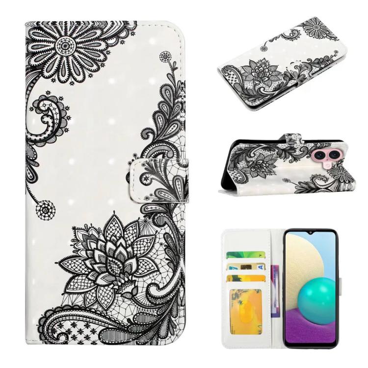 For iPhone 17 Oil Embossed 3D Drawing Leather Phone Case(Lace Flower)