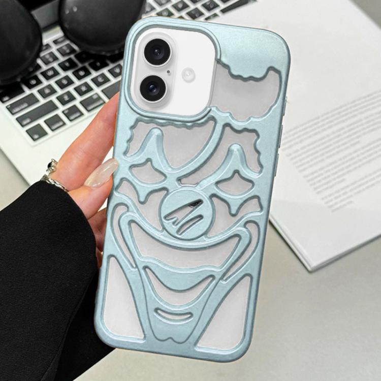 For iPhone 17 Oil Spraying Hollow Out Clown Heat Dissipation TPU Phone Case(Blue)