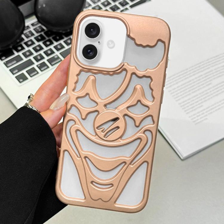 For iPhone 17 Oil Spraying Hollow Out Clown Heat Dissipation TPU Phone Case(Gold)