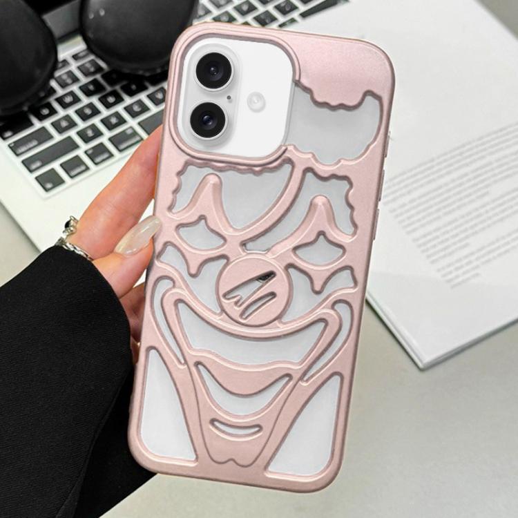 For iPhone 17 Oil Spraying Hollow Out Clown Heat Dissipation TPU Phone Case(Pink)