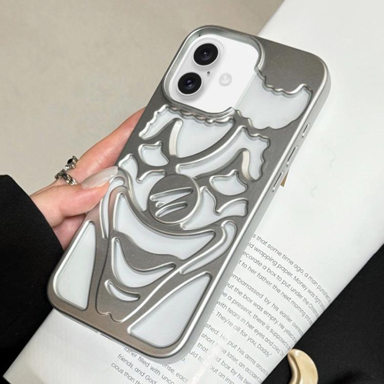 For iPhone 17 Oil Spraying Hollow Out Clown Heat Dissipation TPU Phone Case(Silver)