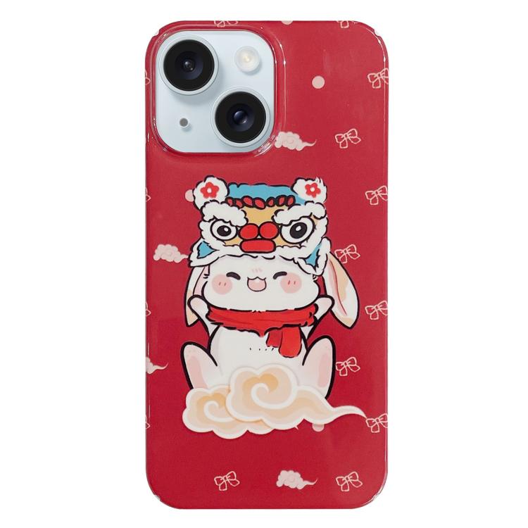 For iPhone 17 Painted Pattern PC Phone Case(Bunny Red)