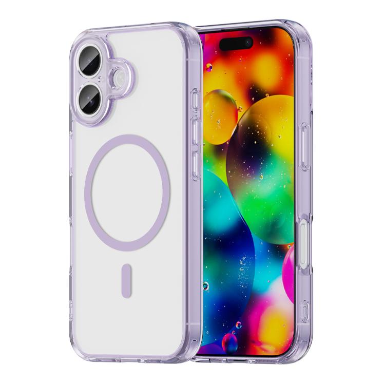 For iPhone 17 PC Hybrid TPU Airbag Shockproof MagSafe Phone Case(Transparent Purple)