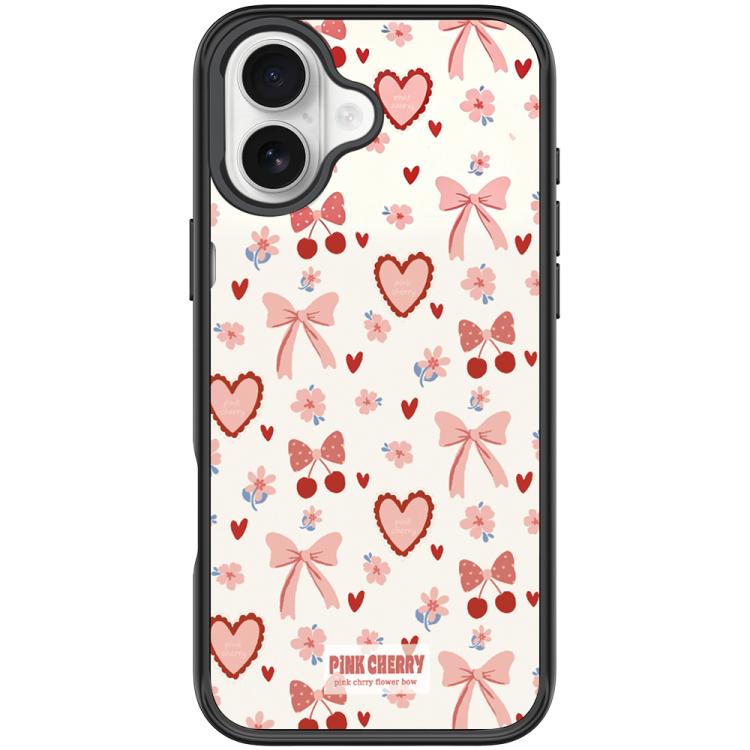 For iPhone 17 Pink Lover Pattern Magnetic Phone Case(Black)