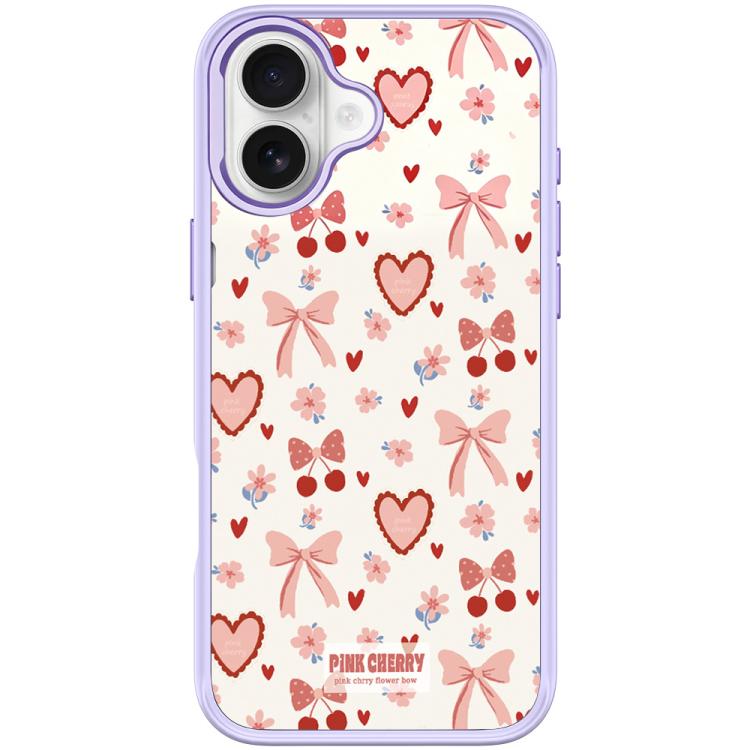For iPhone 17 Pink Lover Pattern Magnetic Phone Case(Light Purple)