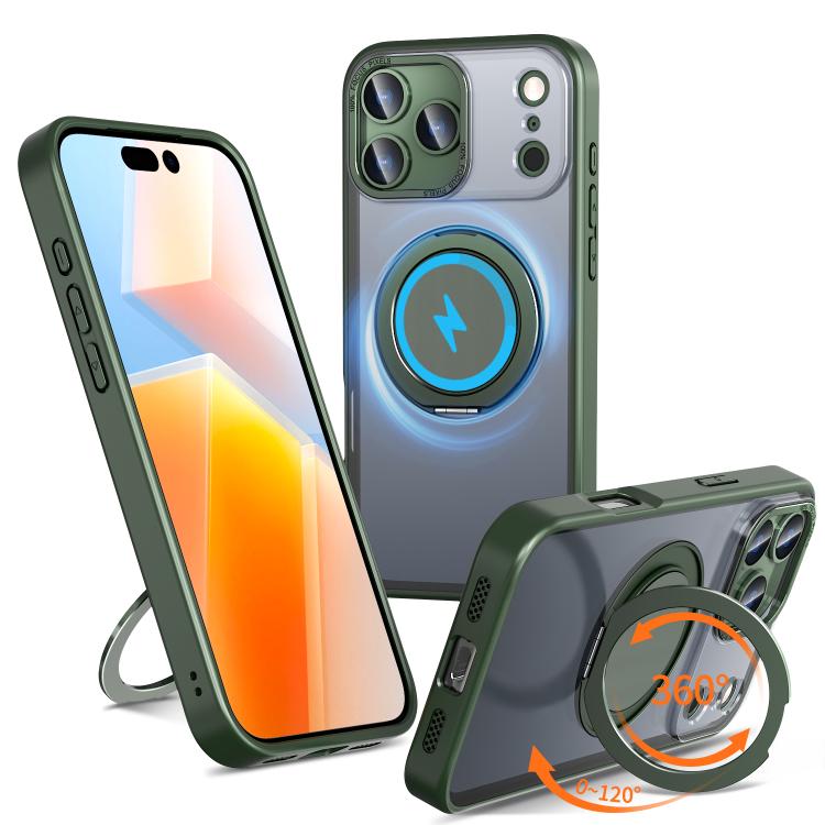 For iPhone 17 Pro 360-degree Rotating MagSafe Magnetic Holder Phone Case(Green)