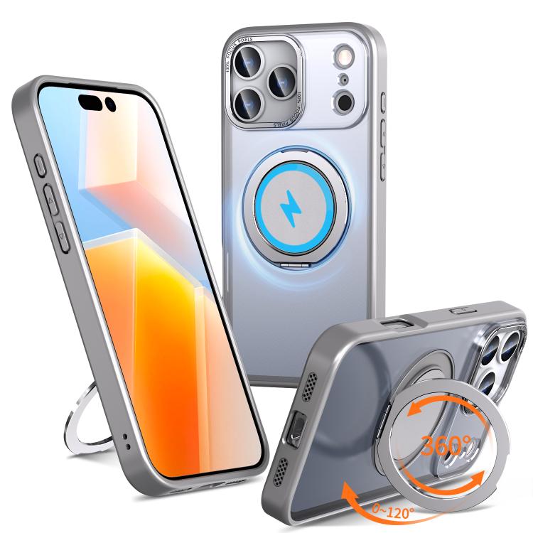 For iPhone 17 Pro 360-degree Rotating MagSafe Magnetic Holder Phone Case(Titanium Grey)