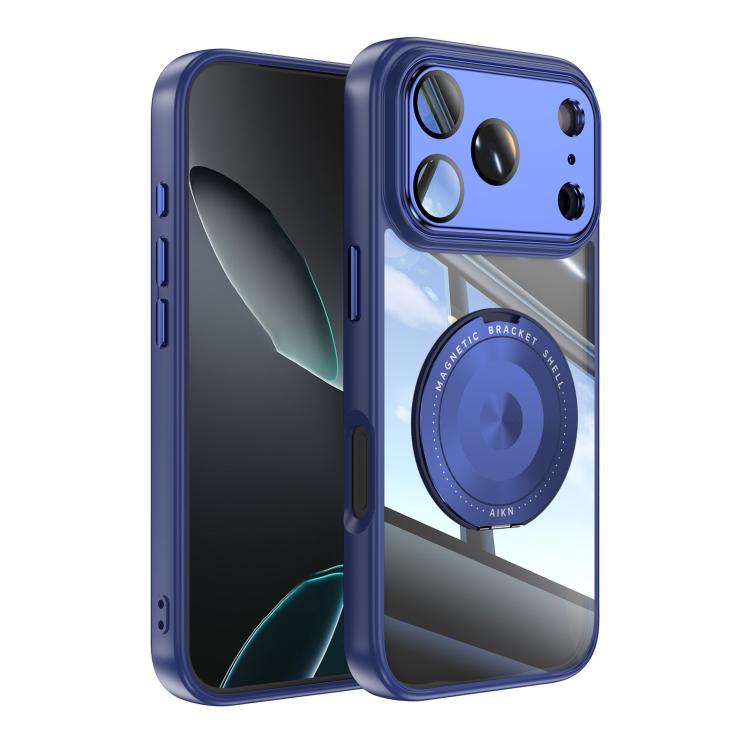 For iPhone 17 Pro 360 Holder Magsafe Acrylic Hybrid TPU Phone Case(Blue)