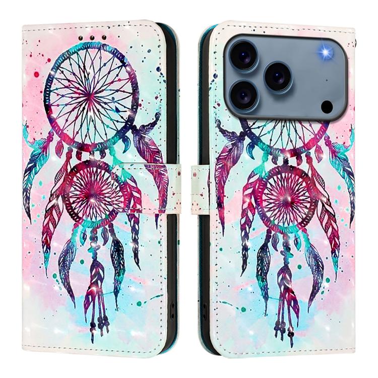 For iPhone 17 Pro 3D Painting Horizontal Flip Leather Phone Case(Color Drop Wind Chimes)