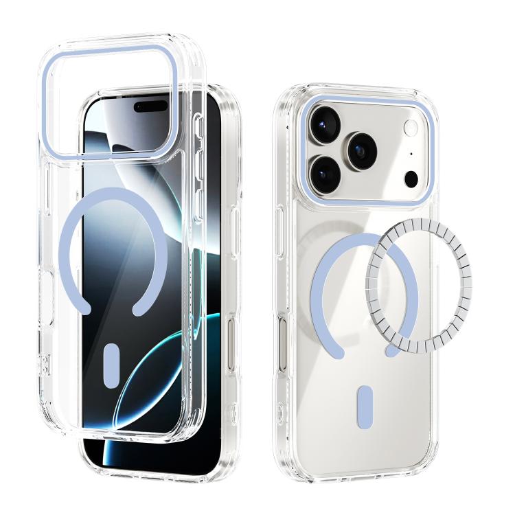 For iPhone 17 Pro ABEEL MagSafe Magnetic Color Ring Anti-scratch Transparent Phone Case(Far Peak Blue)