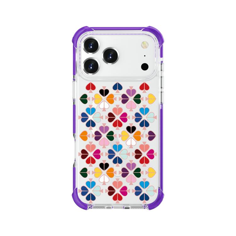 For iPhone 17 Pro Acrylic Four-Corner Shockproof Heart Pattern Magnetic Phone Case(Purple)