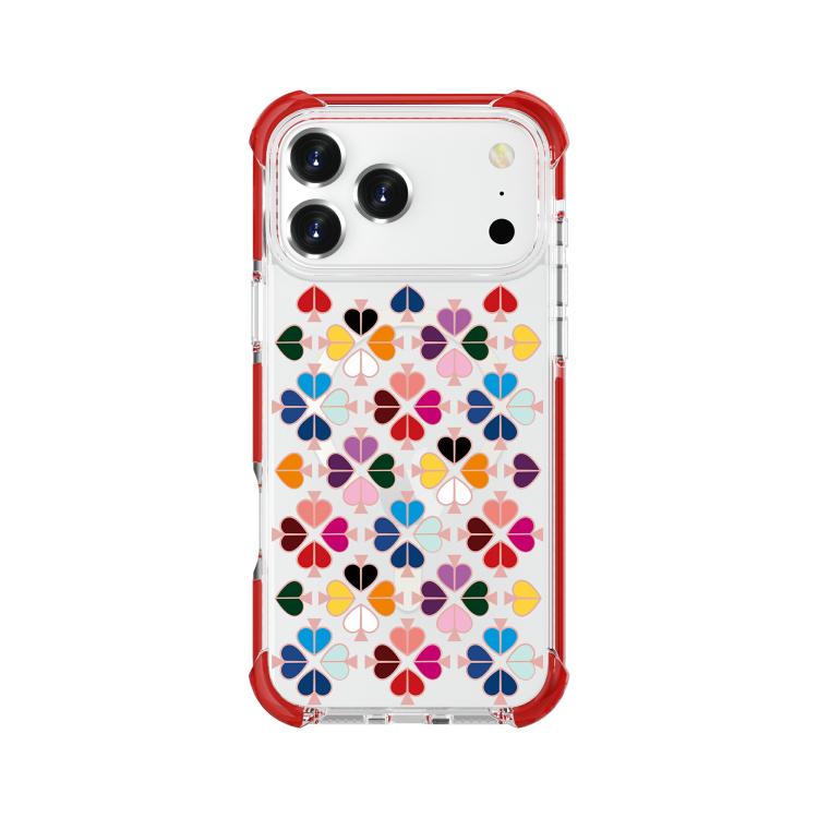 For iPhone 17 Pro Acrylic Four-Corner Shockproof Heart Pattern Magnetic Phone Case(Red)