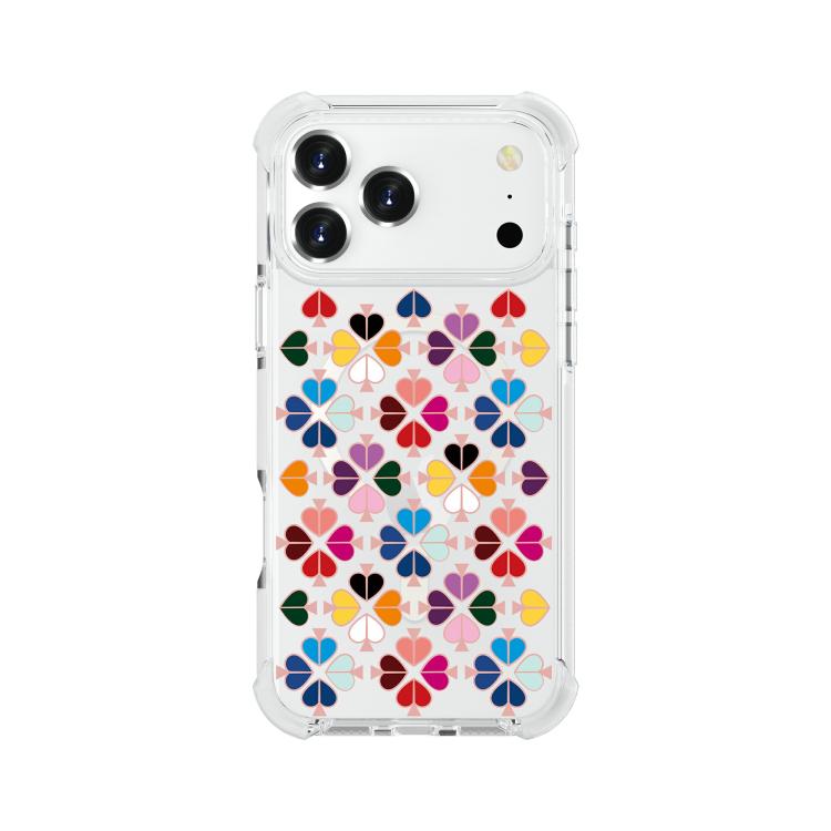 For iPhone 17 Pro Acrylic Four-Corner Shockproof Heart Pattern Magnetic Phone Case(Transparent White)