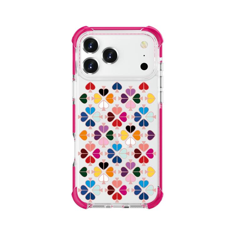 For iPhone 17 Pro Acrylic Four-Corner Shockproof Heart Pattern Phone Case(Pink)