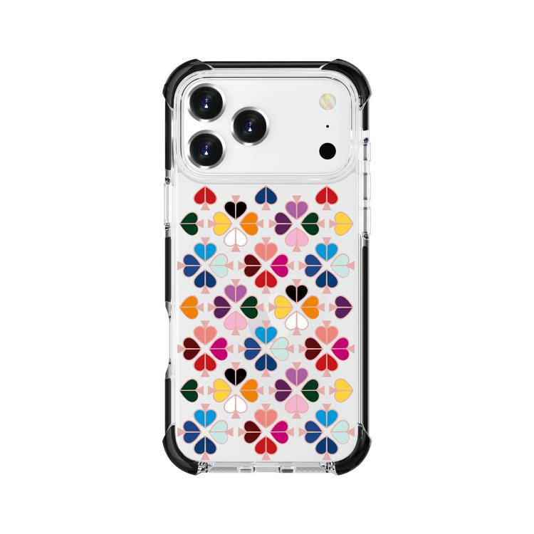 For iPhone 17 Pro Acrylic Four-Corner Shockproof Heart Pattern Phone Case(Transparent Black)