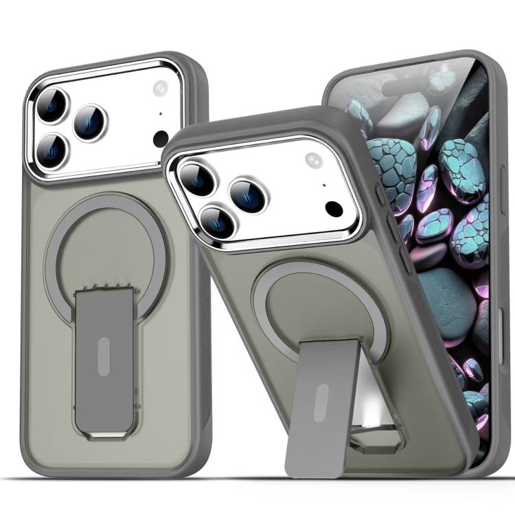 For iPhone 17 Pro Acrylic Hybrid TPU MagSafe Holder Phone Case(Titanium Grey)